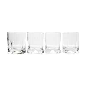 1980s Vintage 4 Dimple Indented Old Fashioned Tumbler Cocktail Glasses 4” 12oz